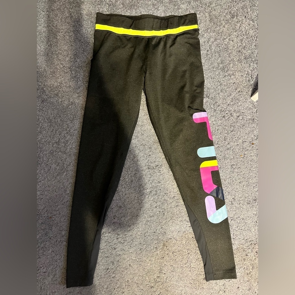 3/$15 Fila Gray Leggings with Neon Accents